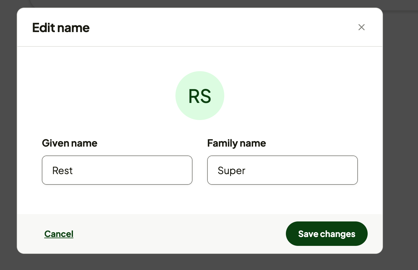 Edit Personal Information - Given Name & Family Name – Rest