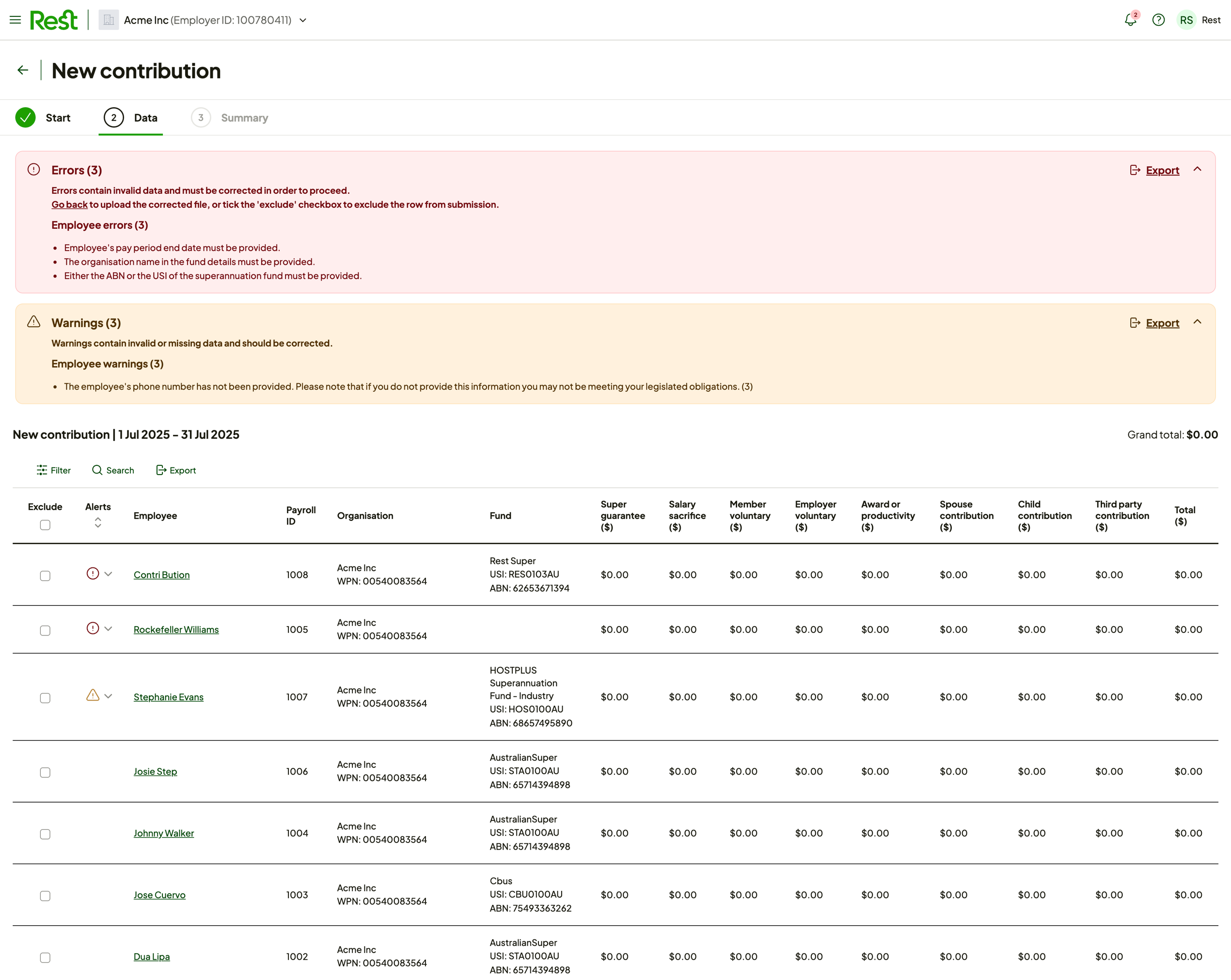 How to Handle Contribution Errors and Warnings SAFF file Upload – Rest