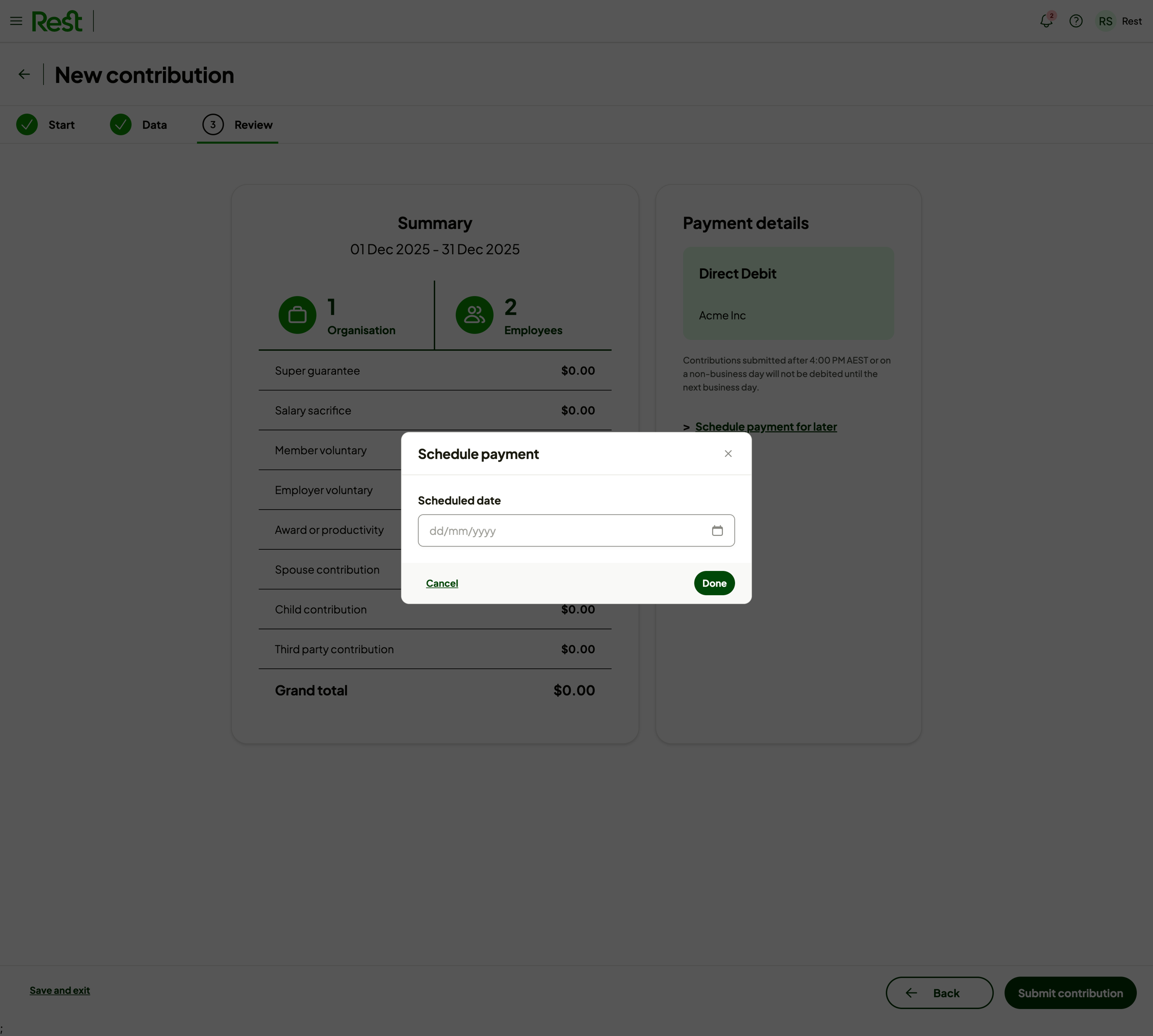 Submitting a Contribution - Manual Grid – Rest